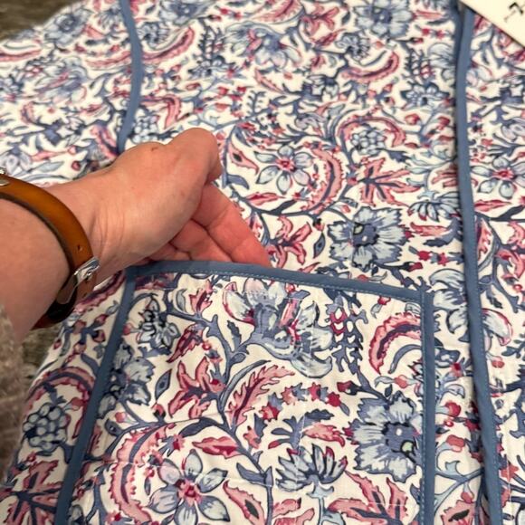 7 For All Mankind Jacket Quilted Paisley Floral XS Blue White Lightweight NEW - Picture 5 of 15